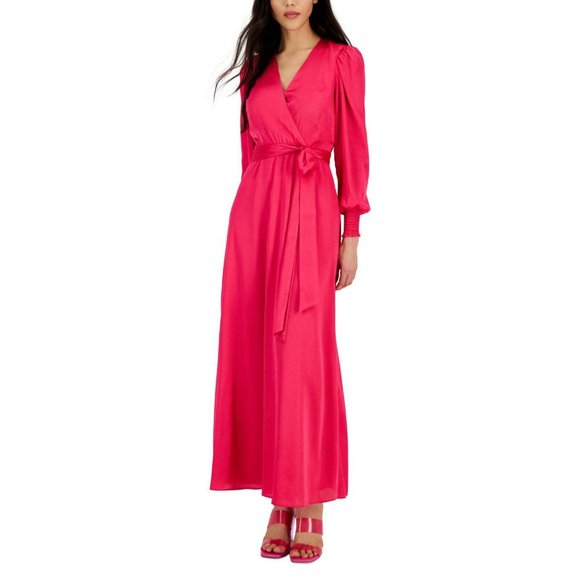 NWT Inc International Concepts Women's Smocked-Cuff Maxi Dress 4 Electric Pink - Picture 1 of 6